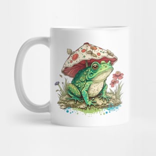 Cottagecore Aesthetic Frog under Mushroom Vintage Mug